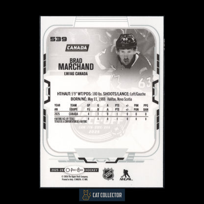 2025-26 O-Pee-Chee Hockey BRAD MARCHAND #539 4 Nations Face-Off