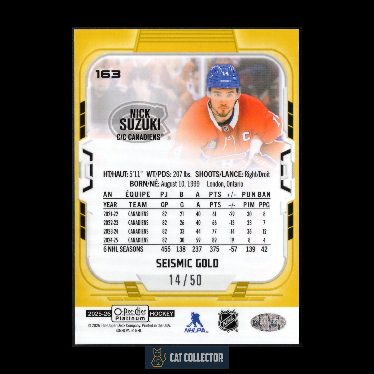 2025-26 O-Pee-Chee Platinum NICK SUZUKI #163 Seismic Gold 14/50