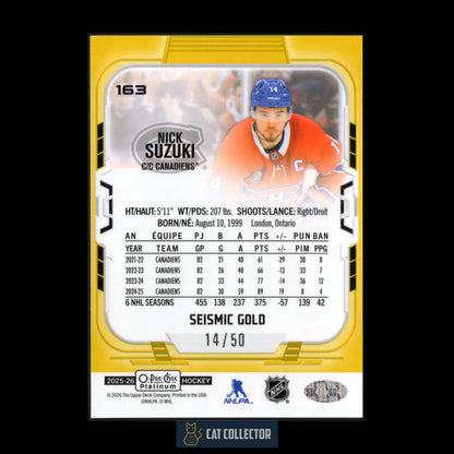 2025-26 O-Pee-Chee Platinum NICK SUZUKI #163 Seismic Gold 14/50