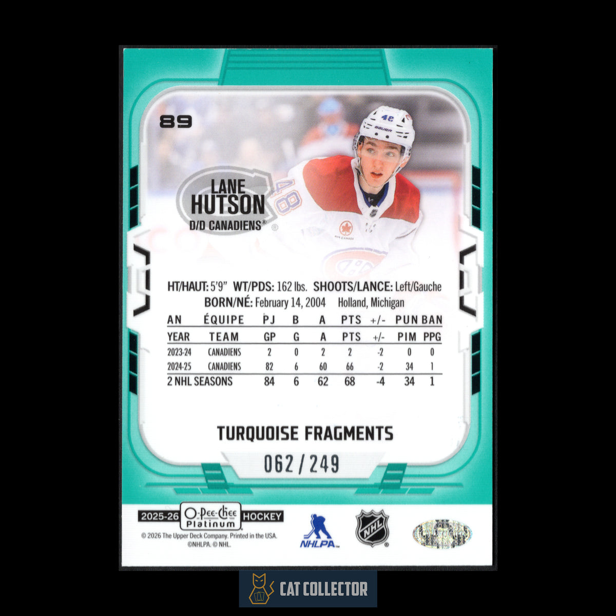 2025-26 O-Pee-Chee Platinum LANE HUTSON #89 Turquoise Fragments /249