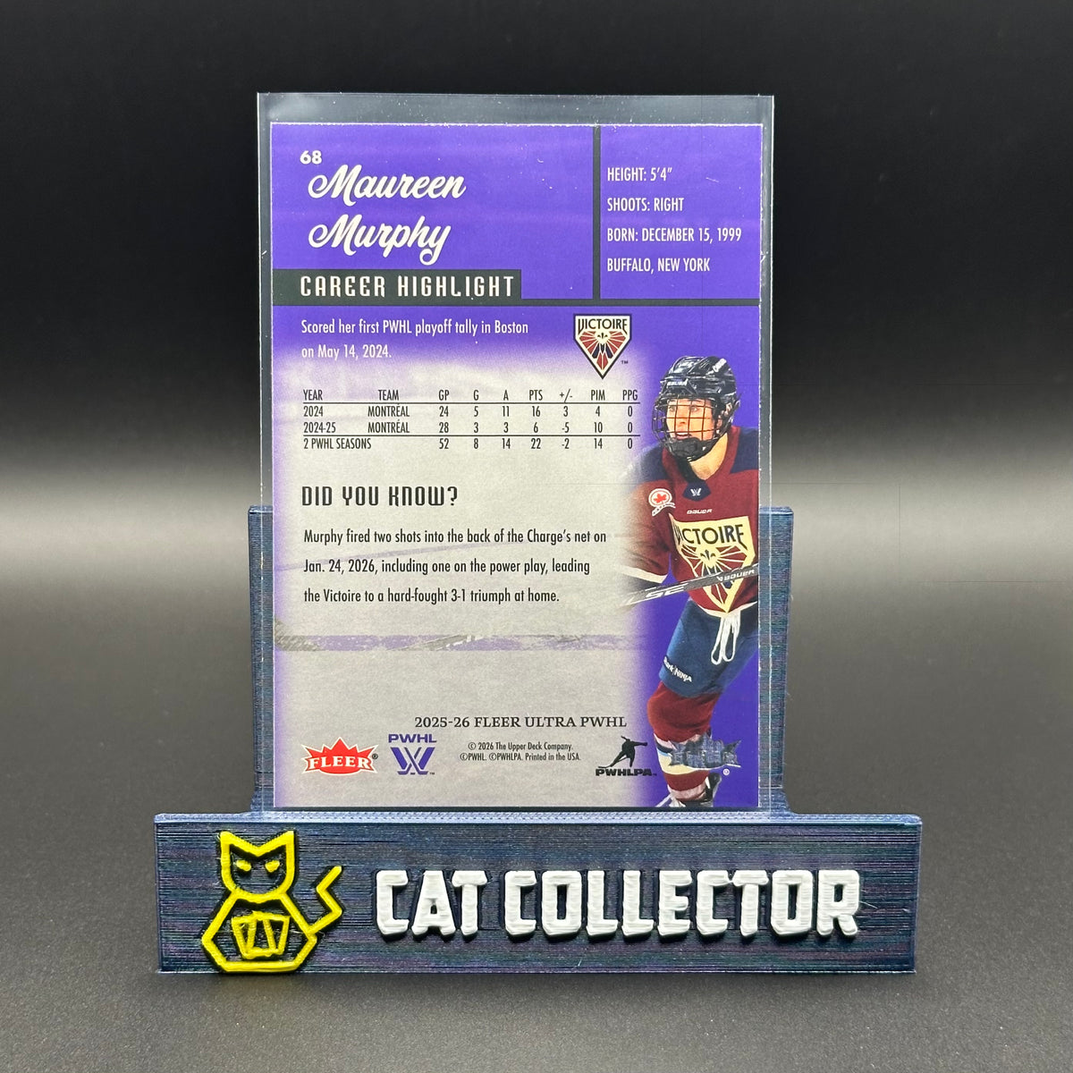 2025-26 UD Fleer Ultra PWHL MAUREEN MURPHY #68 Career Highlight