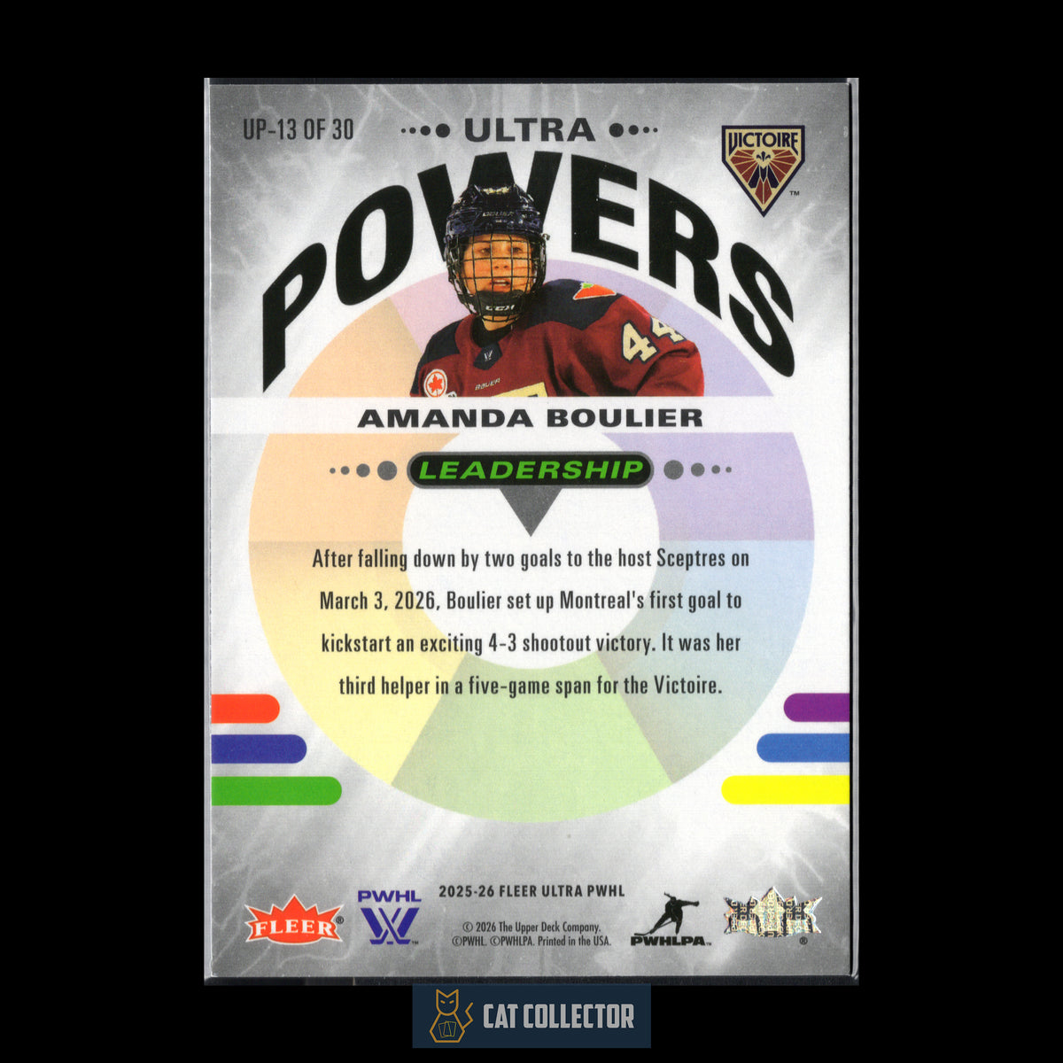 2025-26 Fleer Ultra PWHL AMANDA BOULIER #UD-13 Ultra Powers