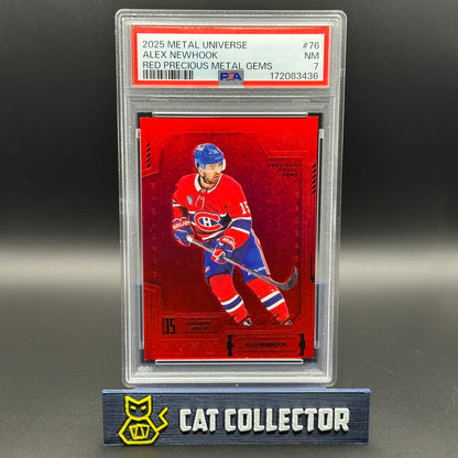 2025-26 SkyBox Metal Universe ALEX NEWHOOK #76 Red Precious Metal Gems 100/100 PSA 7