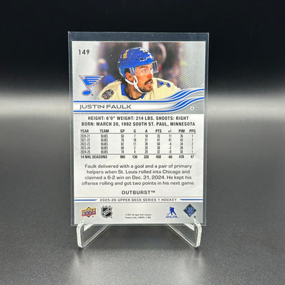 2025-26 Upper Deck Series 1 JUSTIN FAULK #149 Outburst