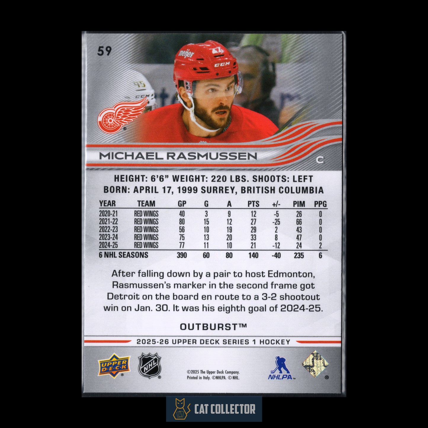 2025-26 UD Series 1 MICHAEL RASMUSSEN #59 Outburst