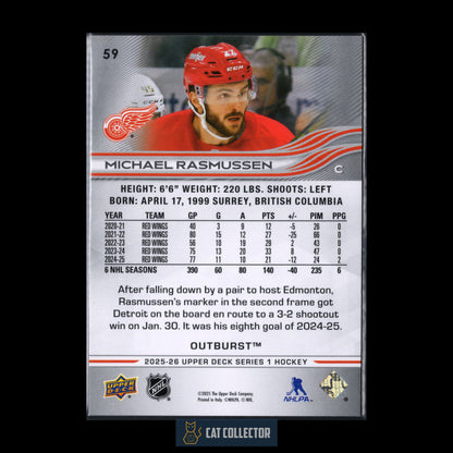 2025-26 UD Series 1 MICHAEL RASMUSSEN #59 Outburst