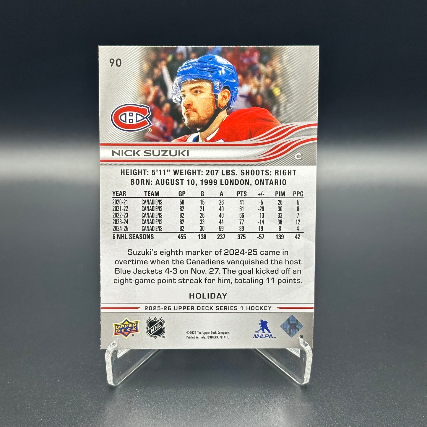 2025-26 Upper Deck Series 1 NICK SUZUKI #90 Holiday Parallel
