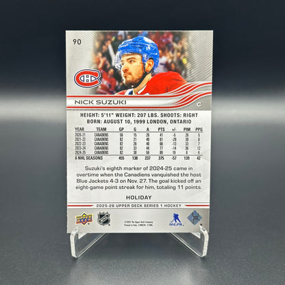2025-26 Upper Deck Series 1 NICK SUZUKI #90 Holiday Parallel