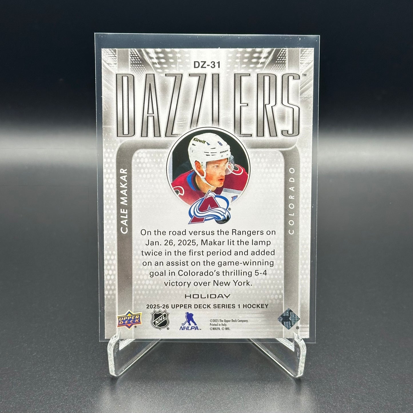 2025-26 Upper Deck Series 1 CALE MAKAR #DZ-31 Dazzlers Holiday