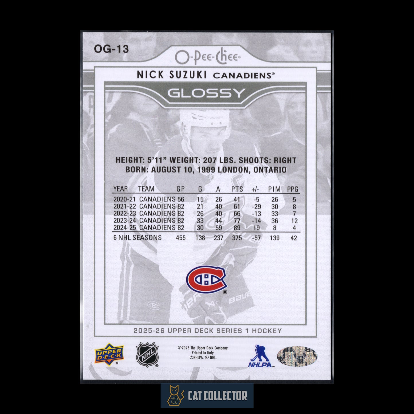 2025-26 Upper Deck Series 1 NICK SUZUKI #OG-13 O-Pee-Chee Glossy