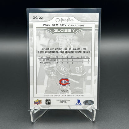 2025-26 UD Series 1 IVAN DEMIDOV #OG-22 O-Pee-Chee Glossy Gold Rookie RC