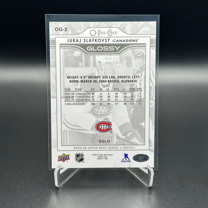 2025-26 Upper Deck Series 1 JURAJ SLAFKOVSKY #OG-2 O-Pee-Chee Glossy Gold