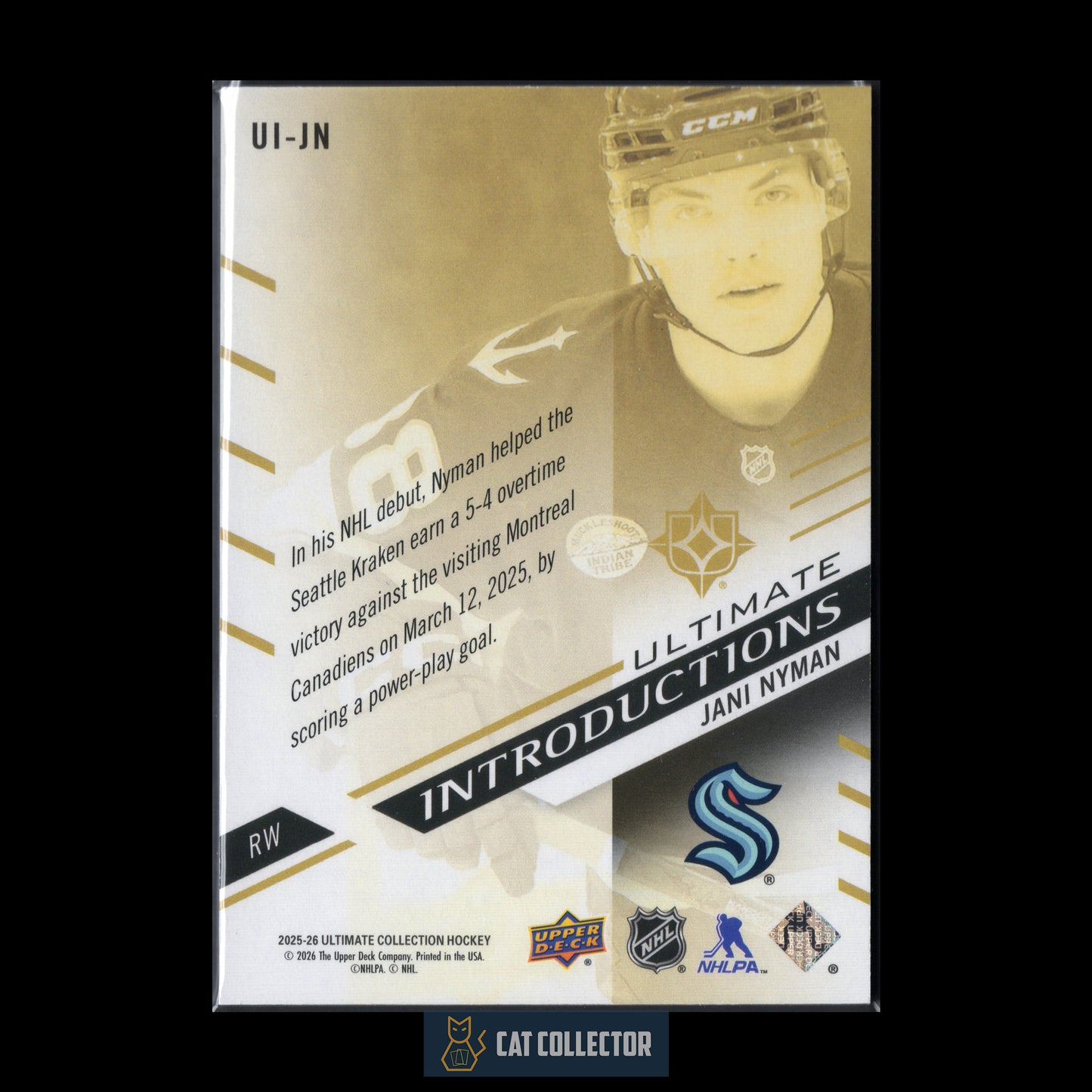 2025-26 UD Ultimate Collection JANI NYMAN #UI-JN Ultimate Introductions RC