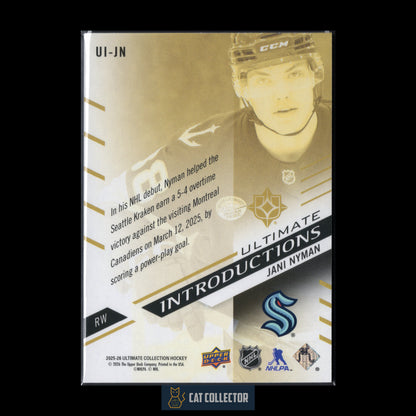 2025-26 UD Ultimate Collection JANI NYMAN #UI-JN Ultimate Introductions RC