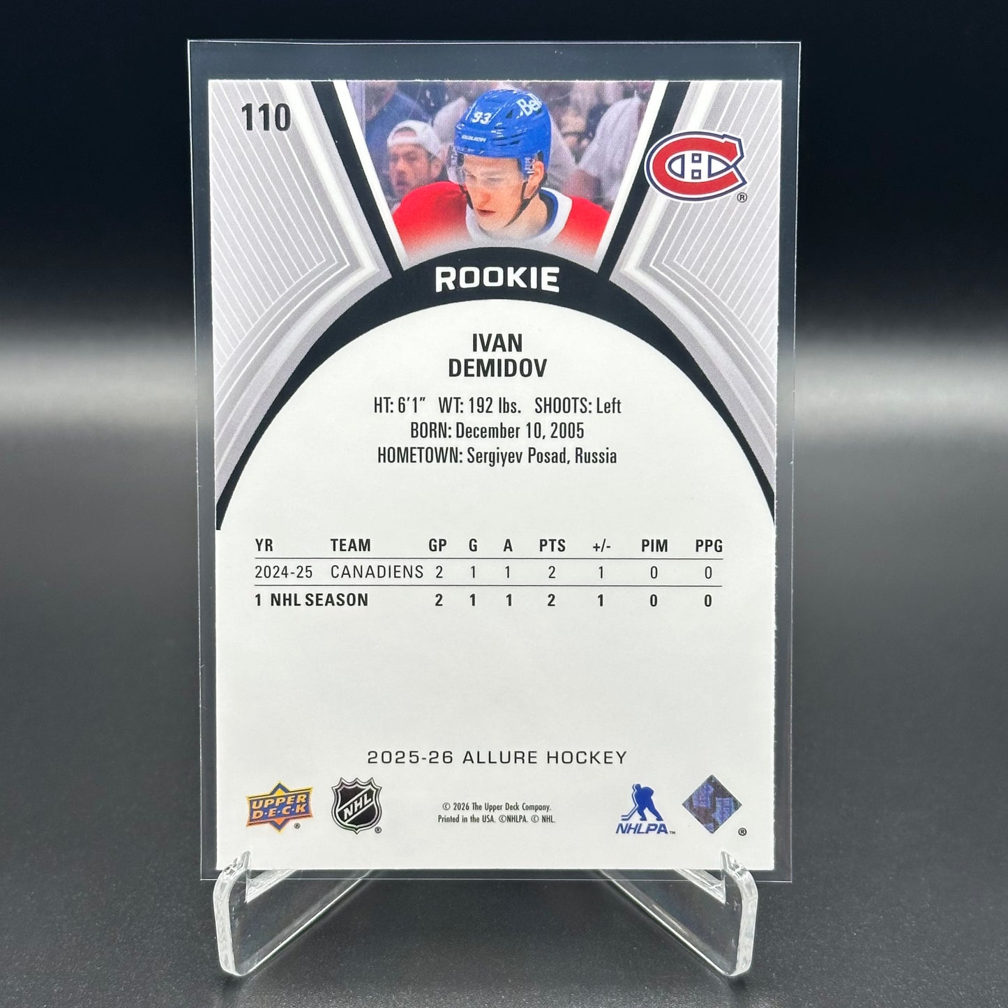 2025-26 UD Allure IVAN DEMIDOV #110 Rookie RC