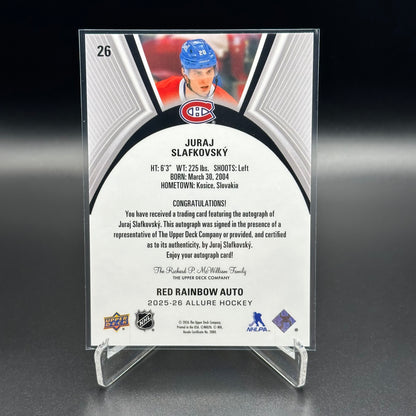 2025-26 UD Allure JURAJ SLAFKOVSKY #26 Red Rainbow Auto