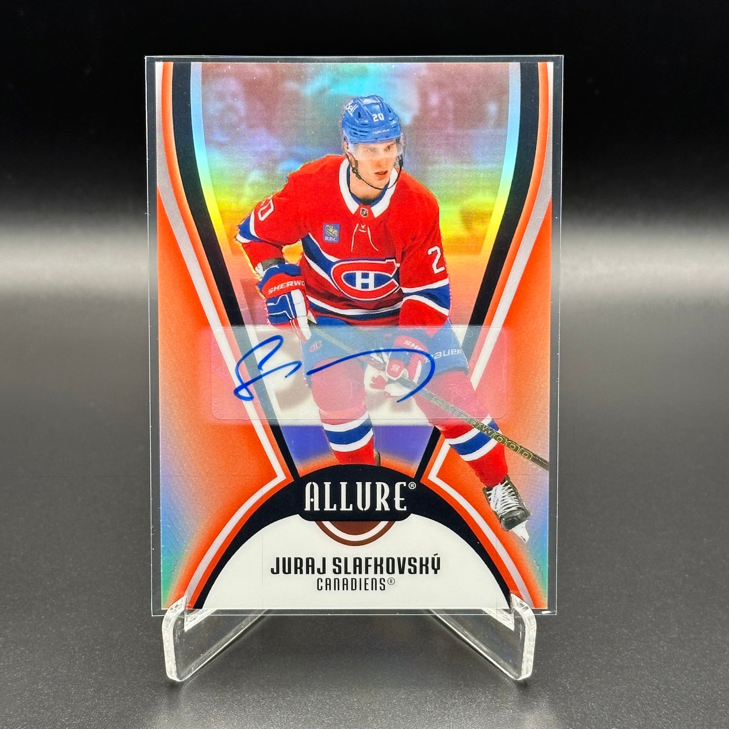2025-26 UD Allure JURAJ SLAFKOVSKY #26 Red Rainbow Auto
