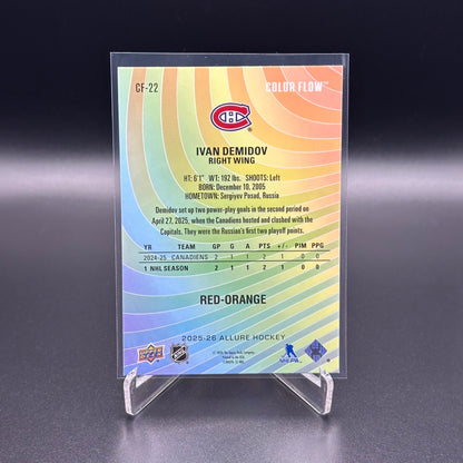 2025-26 Upper Deck Allure IVAN DEMIDOV #CF-22 Color Flow Red-Orange Rookie RC