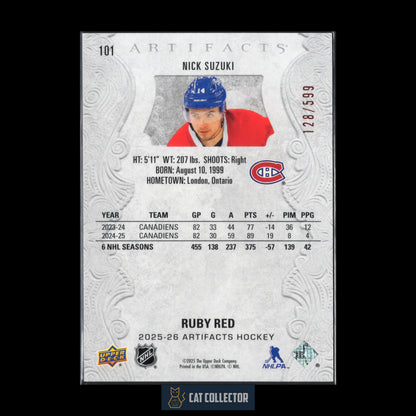 2025-26 UD Artifacts NICK SUZUKI #101 Ruby Red /599