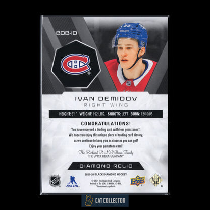 2025-26 Upper Deck Black Diamond IVAN DEMIDOV #BDB-ID Diamond Relics Parallel Rookies Quad RC 1/5