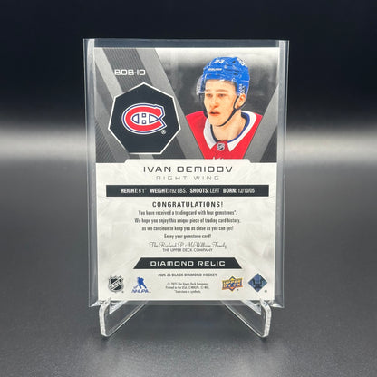 2025-26 Upper Deck Black Diamond IVAN DEMIDOV #BDB-ID Diamond Relics Parallel Rookies Quad RC 1/5