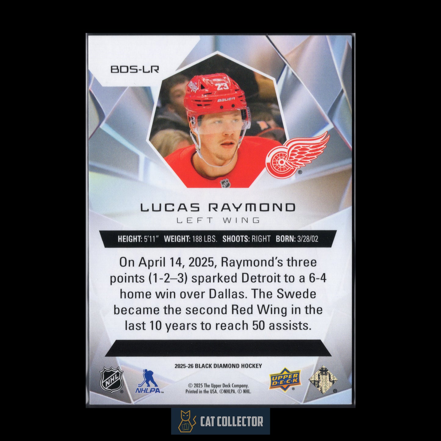 2025-26 UD Black Diamond LUCAS RAYMOND #BDS-LH Diamond Stars /249