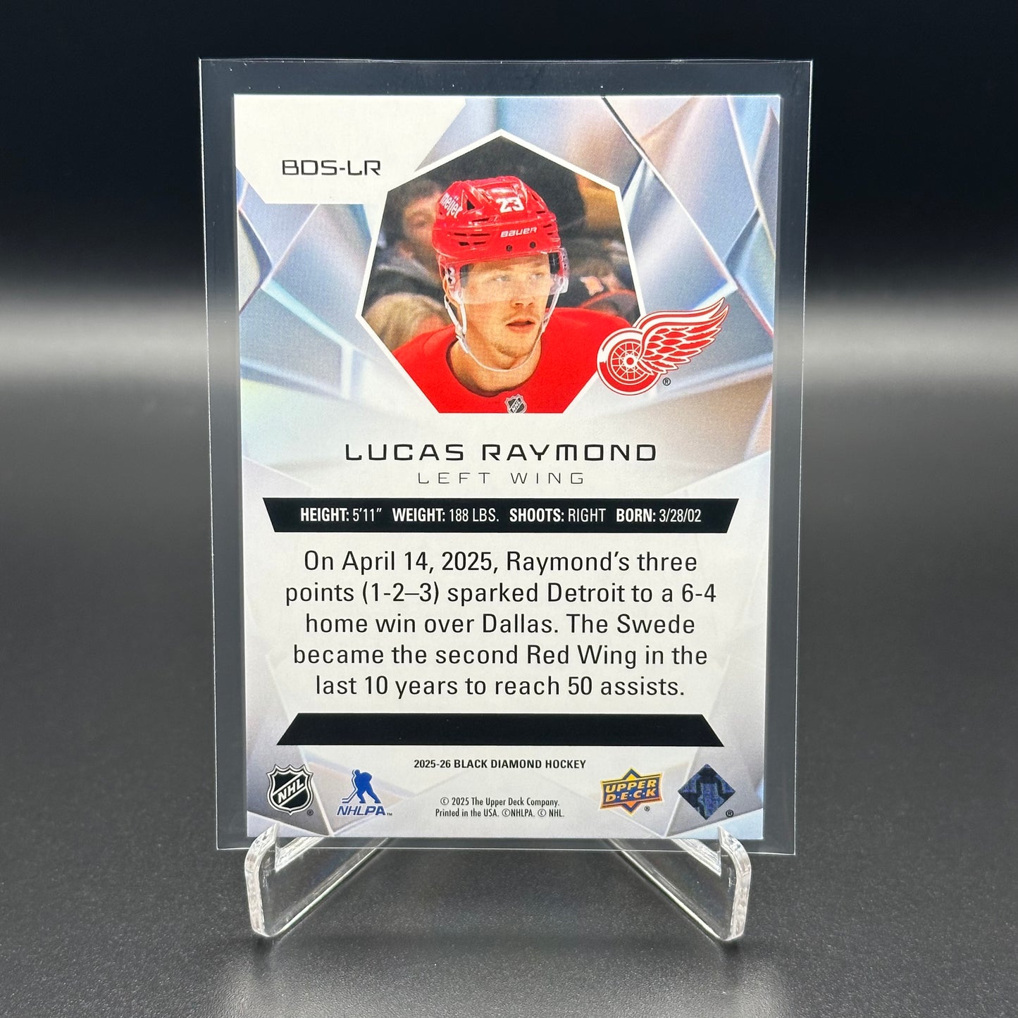 2025-26 UD Black Diamond LUCAS RAYMOND #BDS-LH Diamond Stars /249