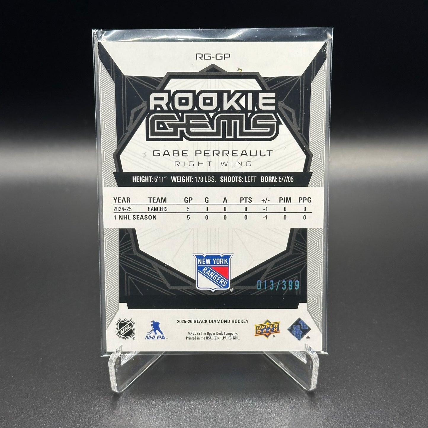 2025-26 Upper Deck Black Diamond GABE PERREAULT #RG-GP Rookie Gems RC /399