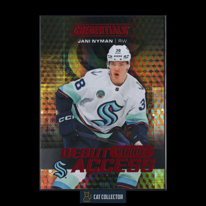2025-26 Upper Deck Credentials JANI NYMAN #136 Debut Ticket Access Red RC /249
