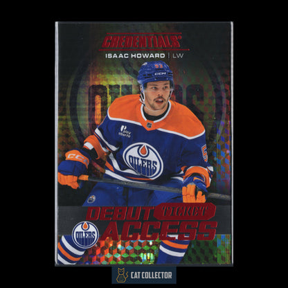 2025-26 Upper Deck Credentials ISAAC HOWARD #142 Debut Ticket Access Red RC /249