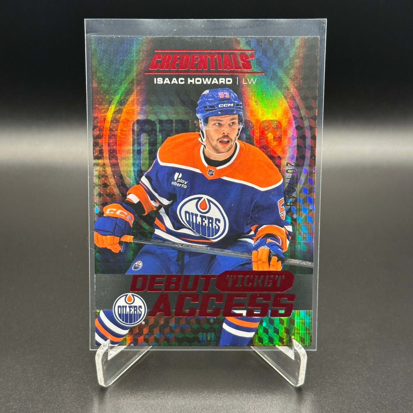 2025-26 Upper Deck Credentials ISAAC HOWARD #142 Debut Ticket Access Red RC /249