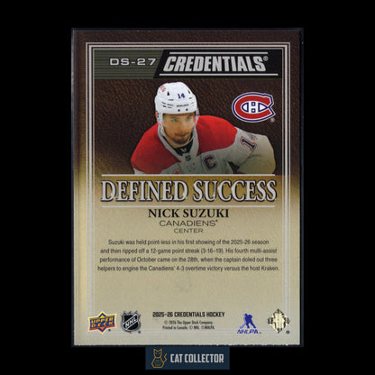 2025-26 Upper Deck Credentials NICK SUZUKI #DS-27 Defined Success