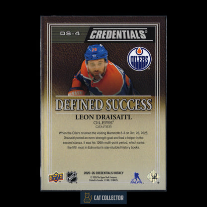 2025-26 Upper Deck Credentials LEON DRAISAITL #DS-4 Defined Success