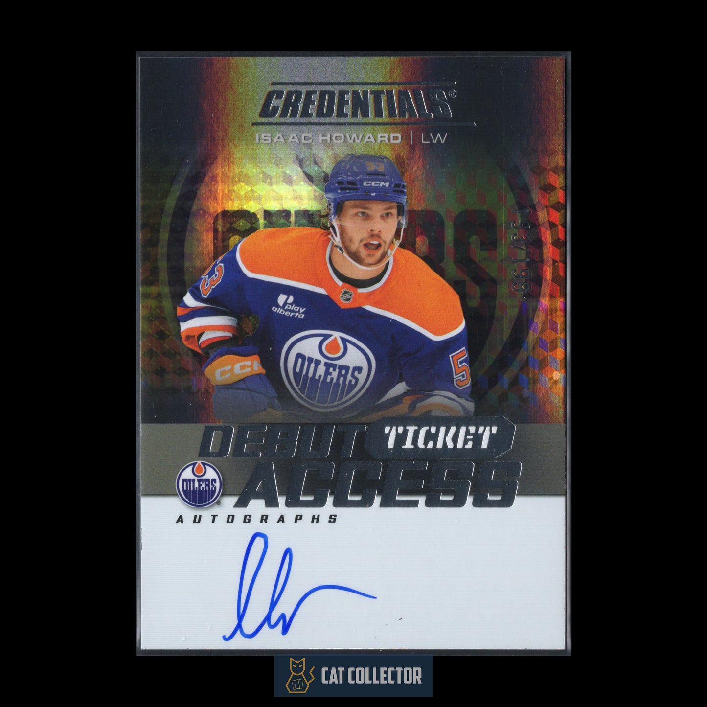 2025-26 Upper Deck Credentials ISAAC HOWARD #DTA-IH Debut Ticket Access Auto RC /199
