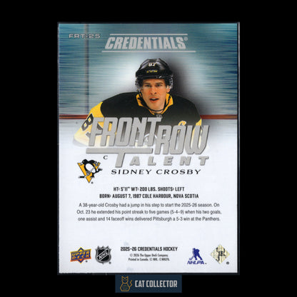 2025-26 Upper Deck Credentials SIDNEY CROSBY #FRT-25 Front Row Talent