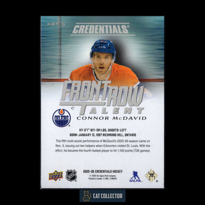 2025-26 Upper Deck Credentials CONNOR MCDAVID #FRT-9 Front Row Talent