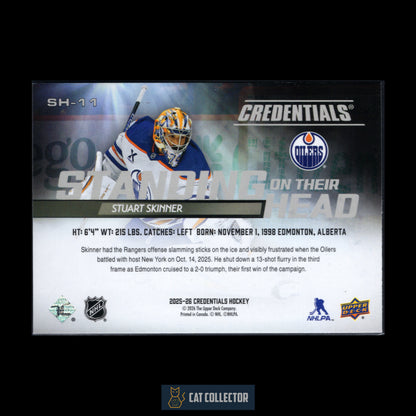 2025-26 Upper Deck Credentials STUART SKINNER #SH-11 Standing On Their Head