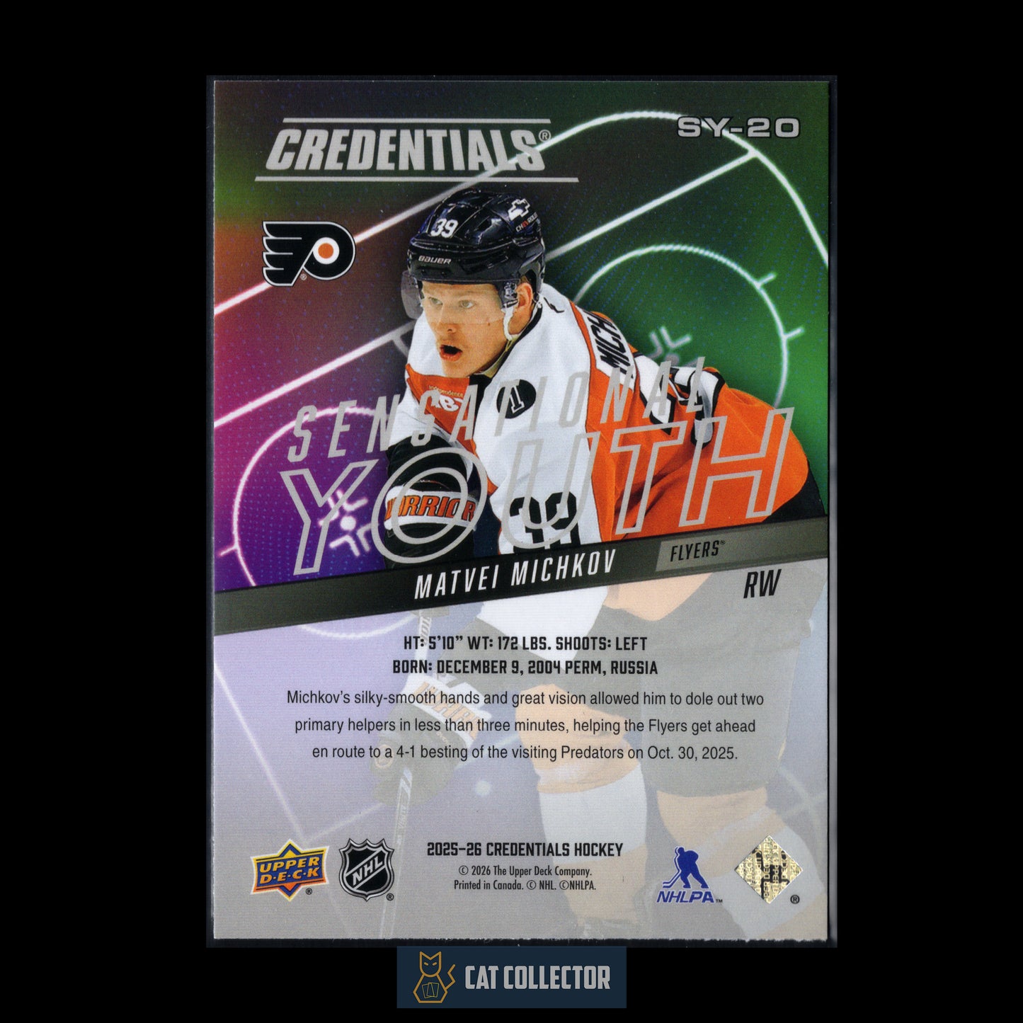 2025-26 Upper Deck Credentials MATVEI MICHKOV #SY-20 Sensational Youth