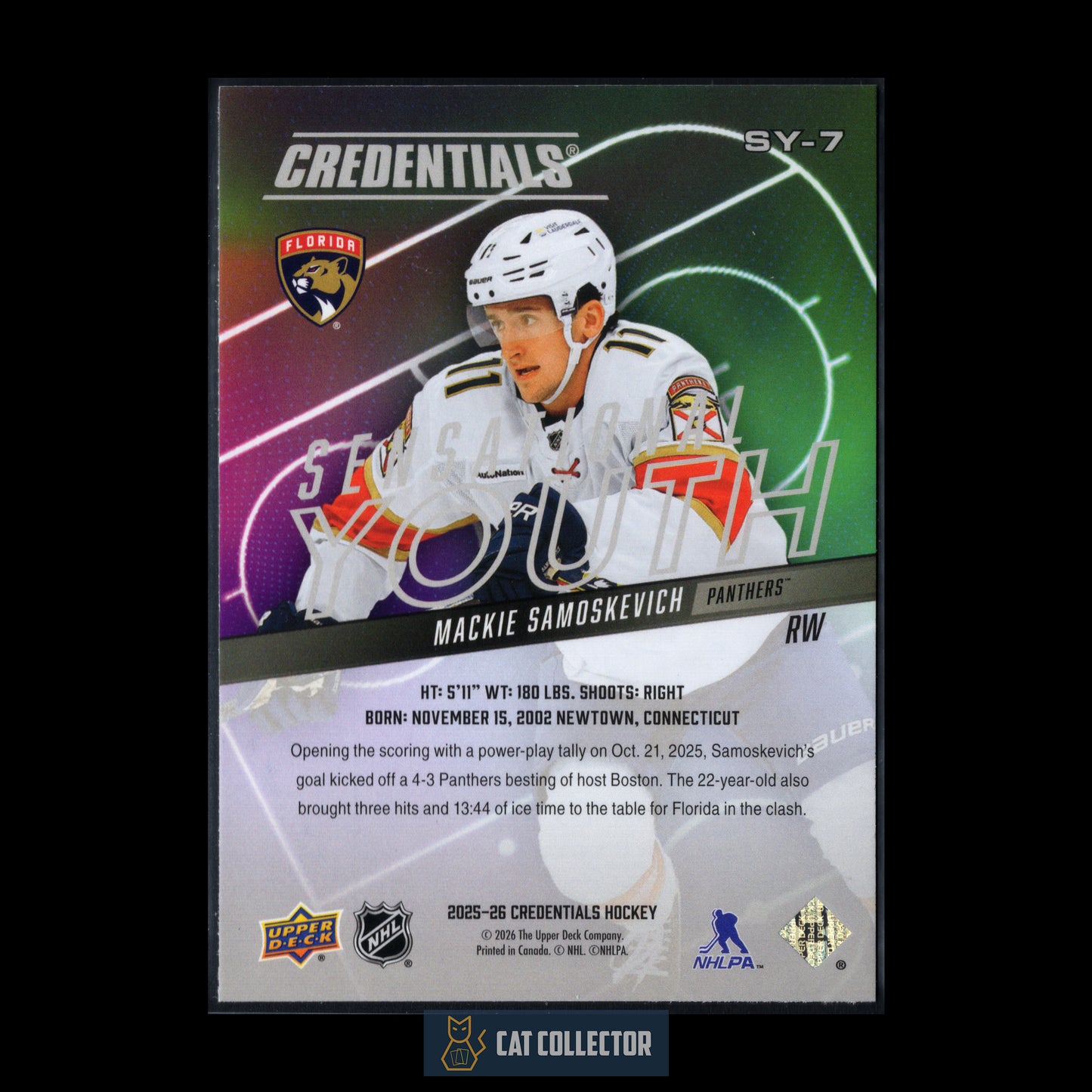 2025-26 Upper Deck Credentials MACKIE SAMOSKEVICH #SY-7 Sensational Youth