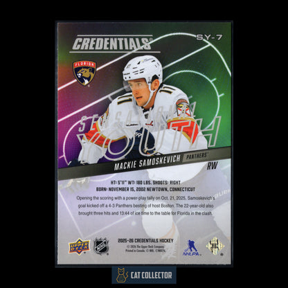 2025-26 Upper Deck Credentials MACKIE SAMOSKEVICH #SY-7 Sensational Youth