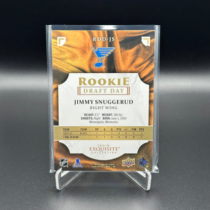 2025-26 Upper Deck Exquisite Collection JIMMY SNUGGERUD #RDD-JS Rookie Draft Day RC /349