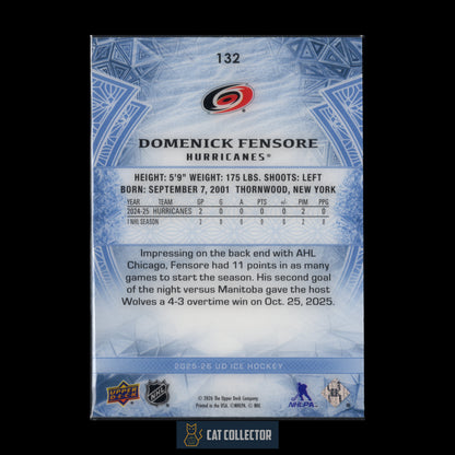 2025-26 UD Ice DEMENICK FENSORE #132 Premieres Rookies Level 3 RC /499