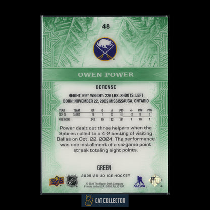 2025-26 UD Ice OWEN POWER #48 Green /99