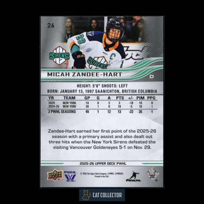 2025-26 UD PWHL MICAH ZANDEE-HART #26 Deluxe /250