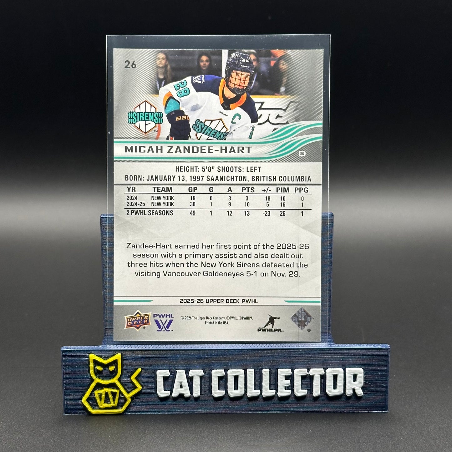 2025-26 UD PWHL MICAH ZANDEE-HART #26 Deluxe /250