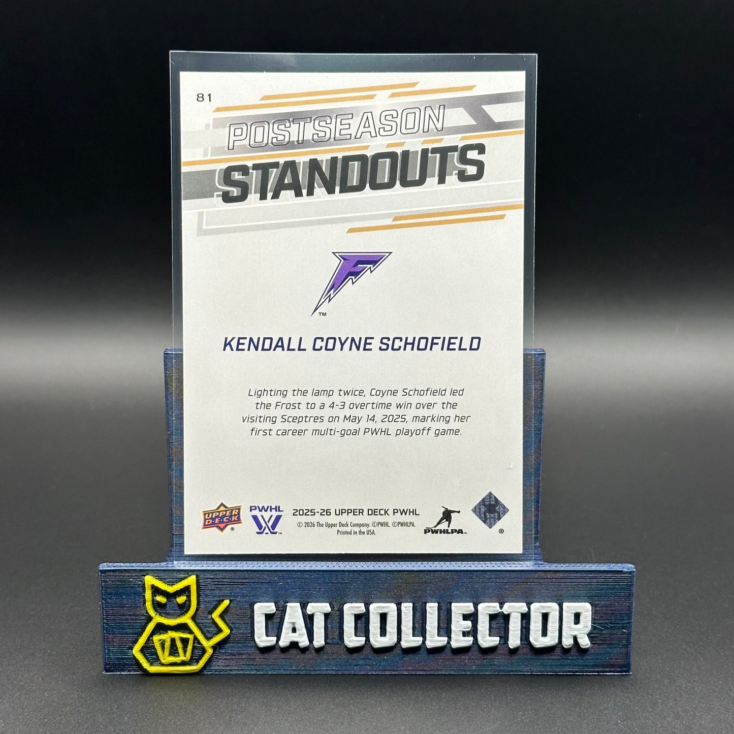 2025-26 UD PWHL KENDALL COYNE SCHOFIELD #81 Postseason Standouts Deluxe /250