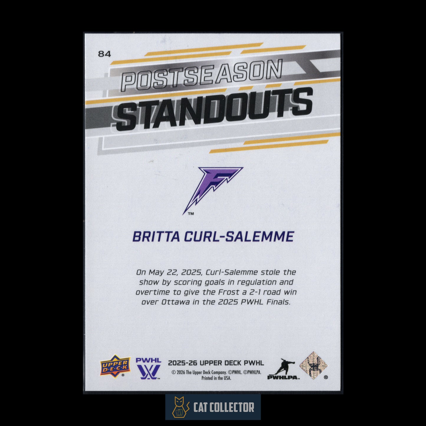 2025-26 UD PWHL BRITTA CURL-SALEMME #84 Postseason Standouts