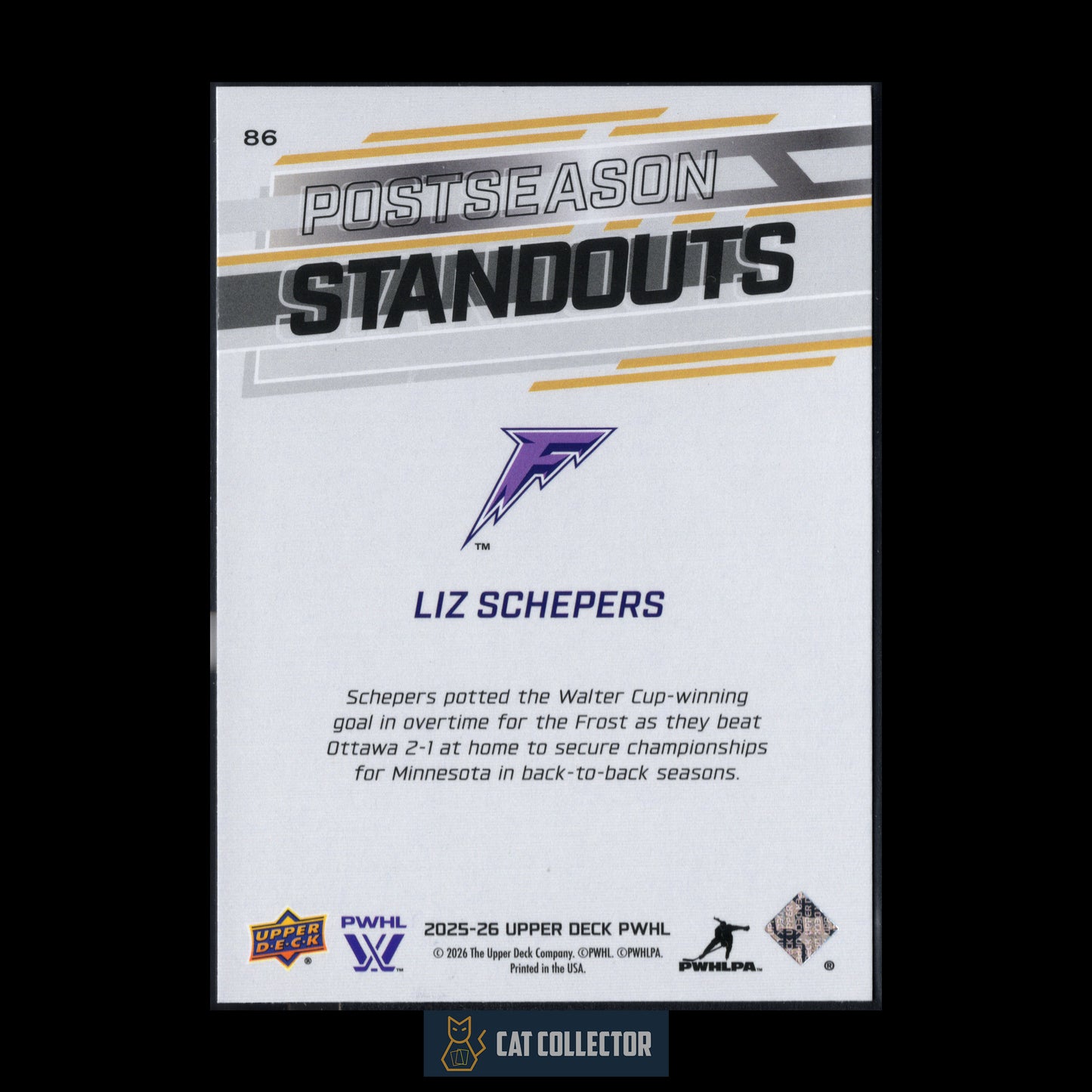 2025-26 UD PWHL LIZ SCHEPERS #86 Postseason Standouts