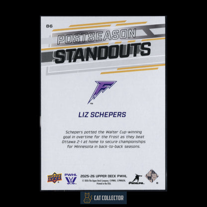 2025-26 UD PWHL LIZ SCHEPERS #86 Postseason Standouts