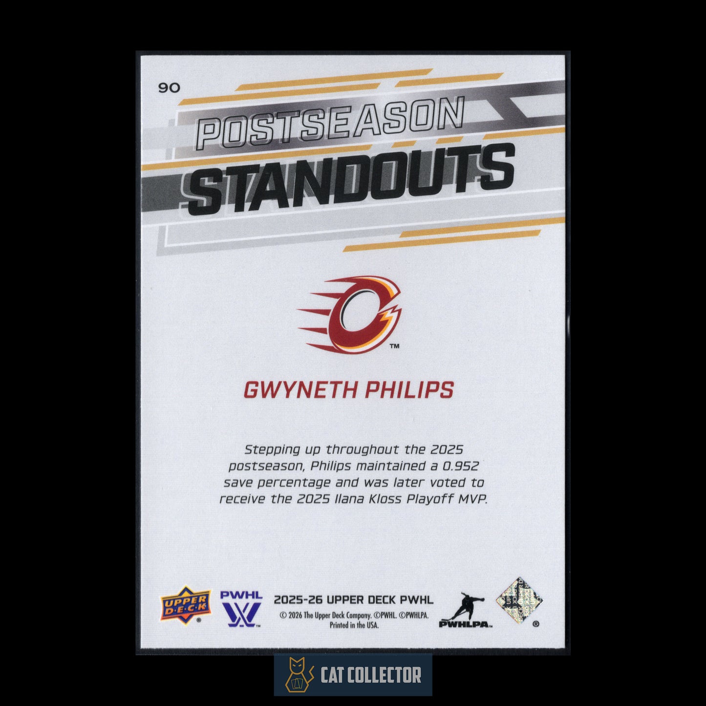 2025-26 UD PWHL GWYNETH PHILIPS #90 Postseason Standouts